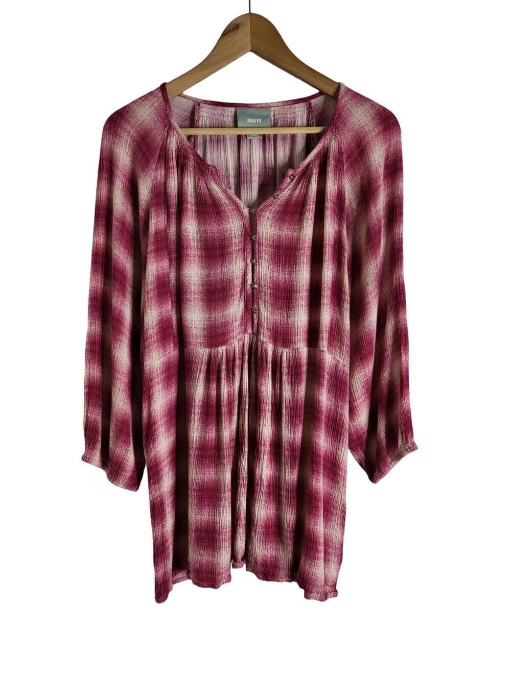 Mauve Anthropologie Pink Calavon Peplum Tunic Blouse Boho Size L